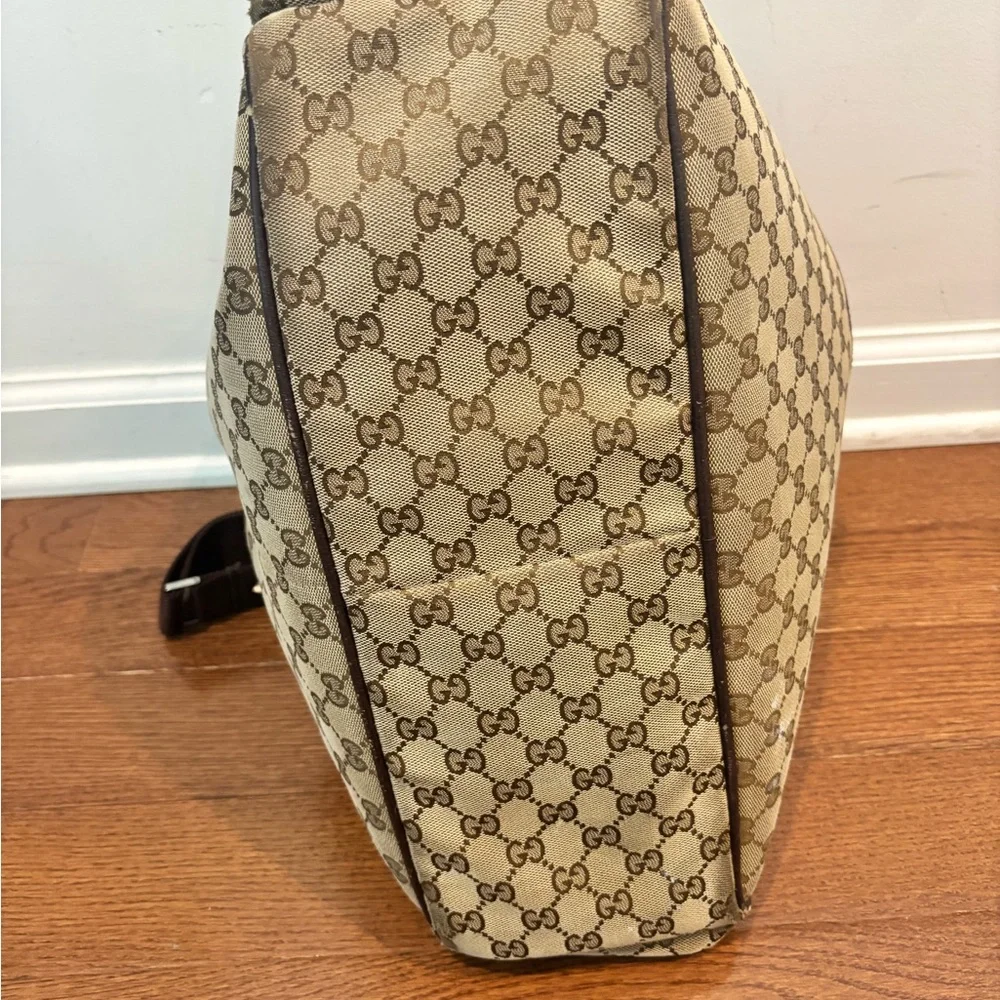 Gucci Tan and Brown Monogram Crossbody Diaper Bag